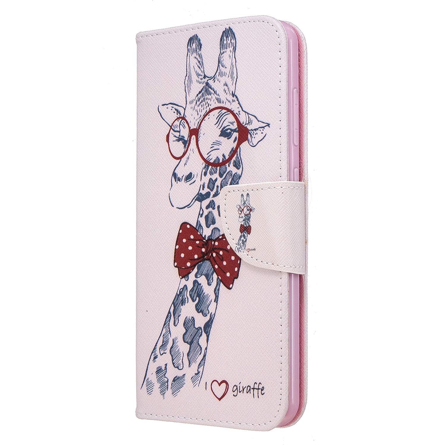 Samsung A21S Case Leather Flip Shockproof, Phone Case for Samsung Galaxy A21S with Magnetic Closure Stand Card Holder Money Pouch Folio Soft TPU Bumper Protective Cover, Giraffe