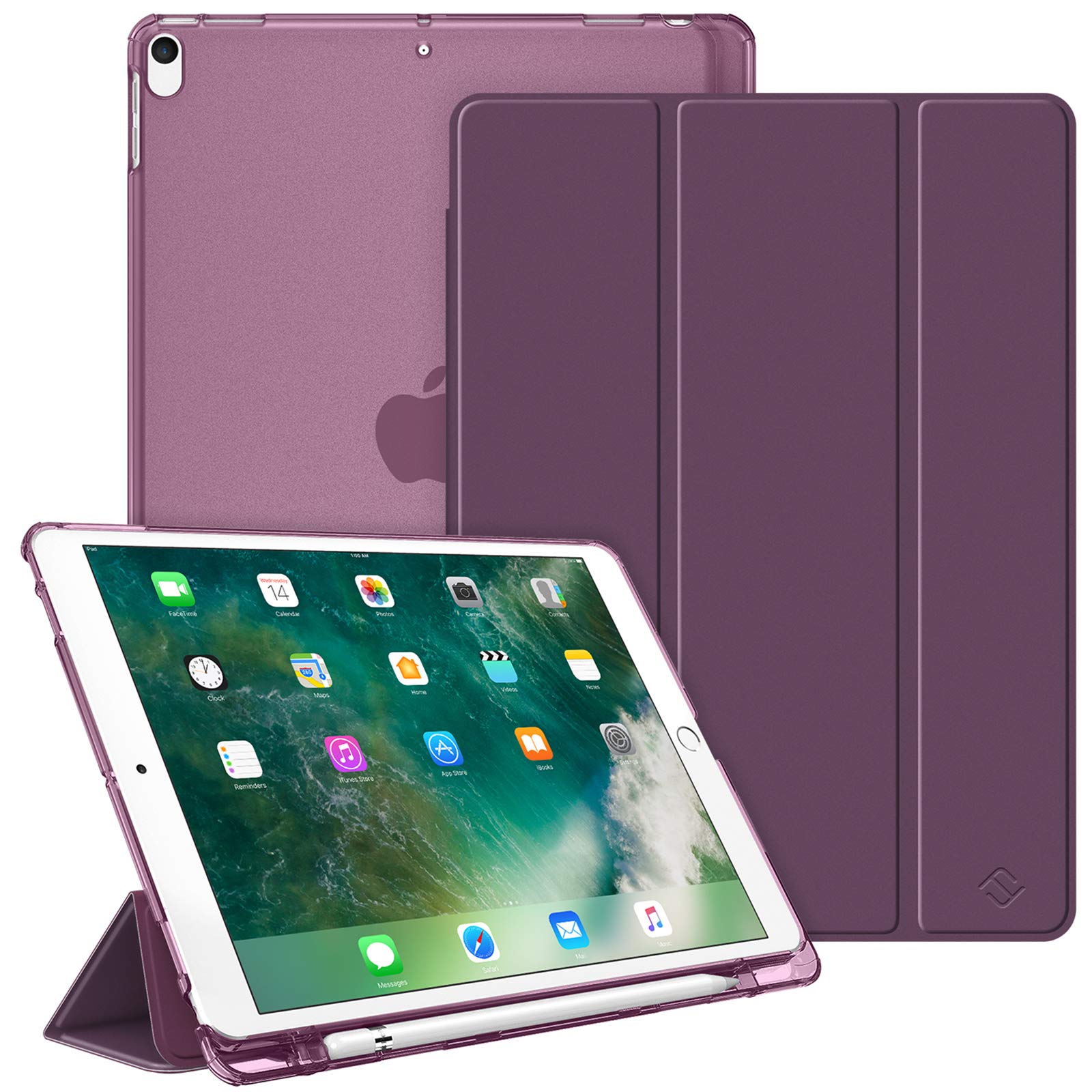 FINTIE Case Compatible with iPad Air 3rd Generation (2019)/ iPad Pro 10.5 (2017) - Lightweight Standing Slim Shell with Frosted Back Cover, Auto Wake/Sleep, w/Pencil Holder, Purple