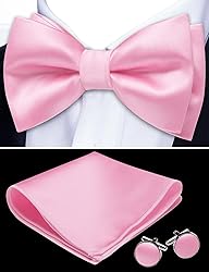 Barry.Wang Baby Pink Bow Ties for Men Pre-tied Bow