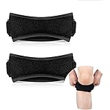 Portzon 2 Pack Thickened Pad & Wide Patella Knee Strap, Pain Relief Patellar Tendon Support, Adjustable Brace Band for Basket