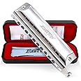 Chromatic Harmonica Key of C,10 Holes 40 Tones Professional Mouth Organ with Slide for Adults, Professionals and Students by East top as a gift