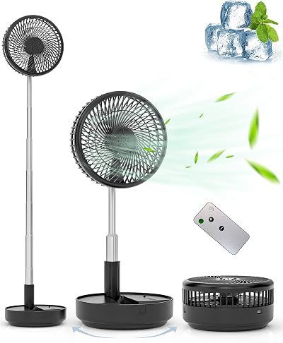 Primevolve 8in Portable Oscillating Fan with Remote USB-C Battery 4 Speeds