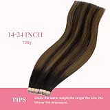 GOO GOO Tape In Hair Extensions 24in 100g 40pcs Remy Real Hair Dark Brown view 7