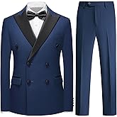 Rogers & Morris Tuxedo Suits for Men Solid 2 Piece Regular Fit Formal Set Peak Lapels Double Breasted Jacket and Pants