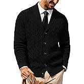 PJ PAUL JONES Mens Cardigan Sweater Cable Knit Sweaters Shawl Collar Texture Solid Cardigans