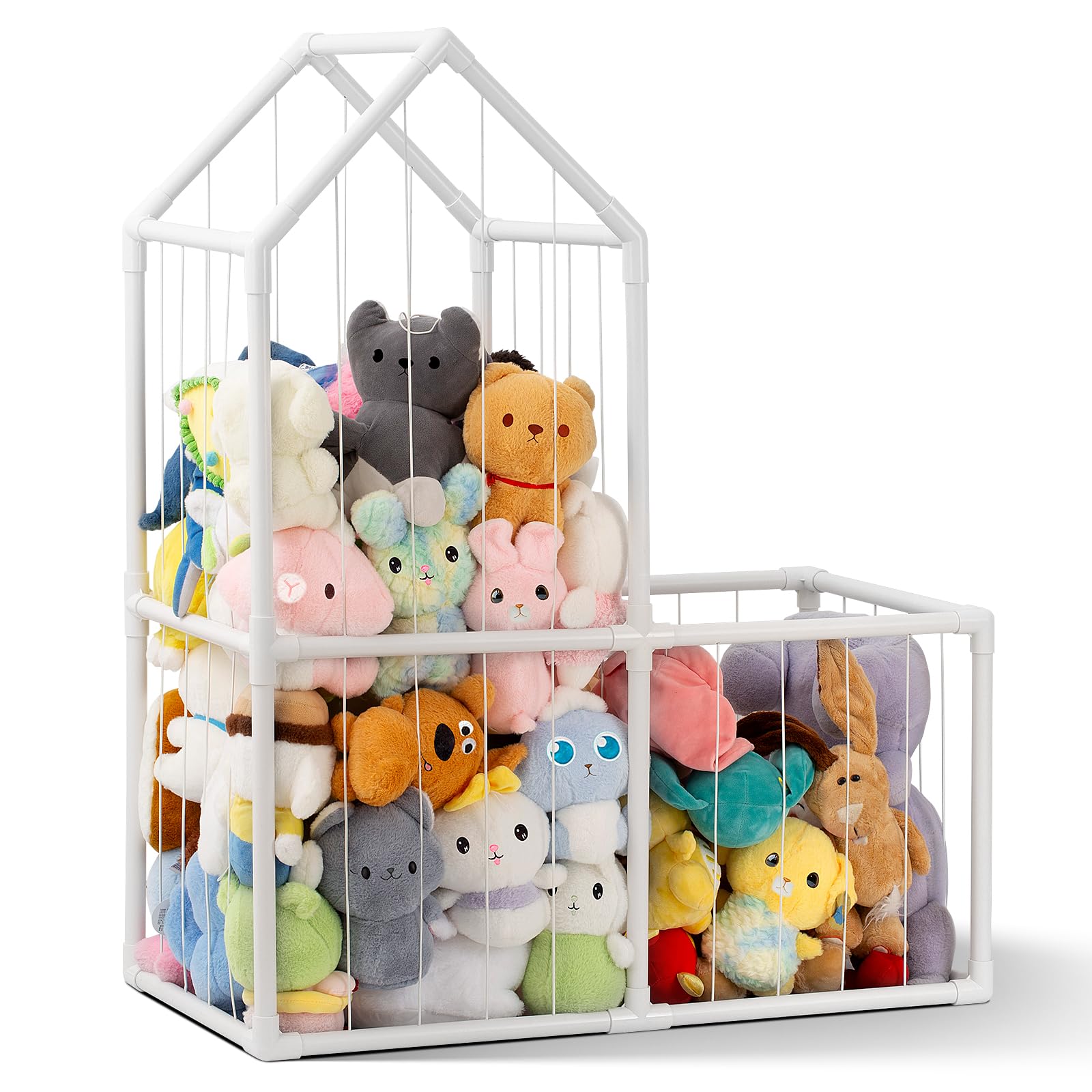 Photo 1 of Stuffed Animal Storage,Large PVC Stuffed Animal Zoo Plushies Storage Plush Toy Organizer Stuffed Plush Holder for Kids Room Bedroom Playroom Nursery(White)