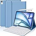 KBCASE for iPad Air 11 inch (M2) 2024 Case with Keyboard, Keyboard Case for iPad Air 5th/4th Generation/for iPad Pro 11 2018, Detachable Bluetooth Keyboard Tablet Case with Pencil Holder(Sky Blue)