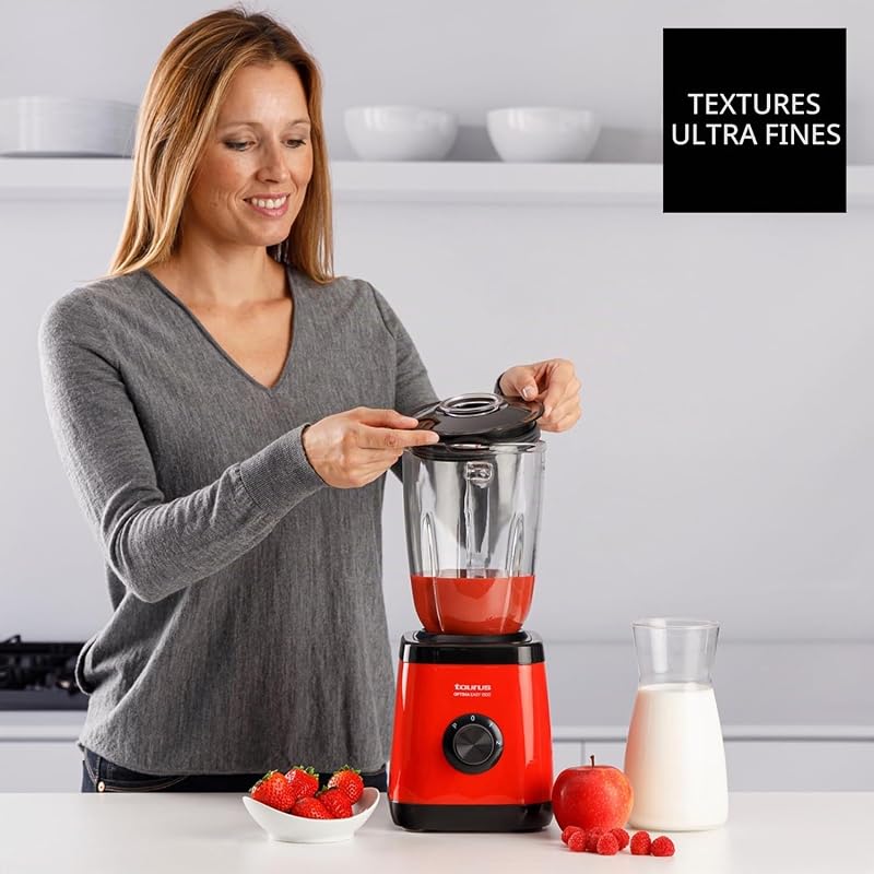 Optima Easy Mixeur en verre 1 500 W avec bol en Tritan 1,5 l 2 vitesses + Turbo Lames à 4 tranchants Processeur alimentaire professionnel Blender mixeur smoothies et smoothies