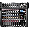 K-mxerpro 8 Channel Professional Audio Mixer Console Sound Board with 48V Phantom Power,USB Audio Interface for Live Show,Streaming Recording Music Stage Karaoke