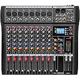 K-mxerpro 8 Channel Professional Audio Mixer Console Sound Board with 48V Phantom Power,USB Audio Interface for Live Show,Streaming Recording Music Stage Karaoke