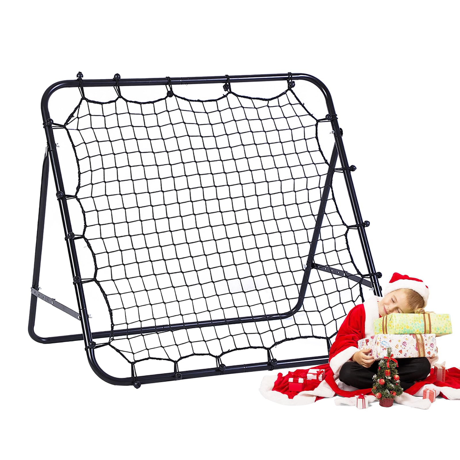 Tour Rebounder Net Practise Football Training Net Soccer Kickback Target Goal Pro for Children Kids Play Teaching Equipment Adjustable Portable Soccer-Door 62cm*62cm (bright black, 62x62x50)