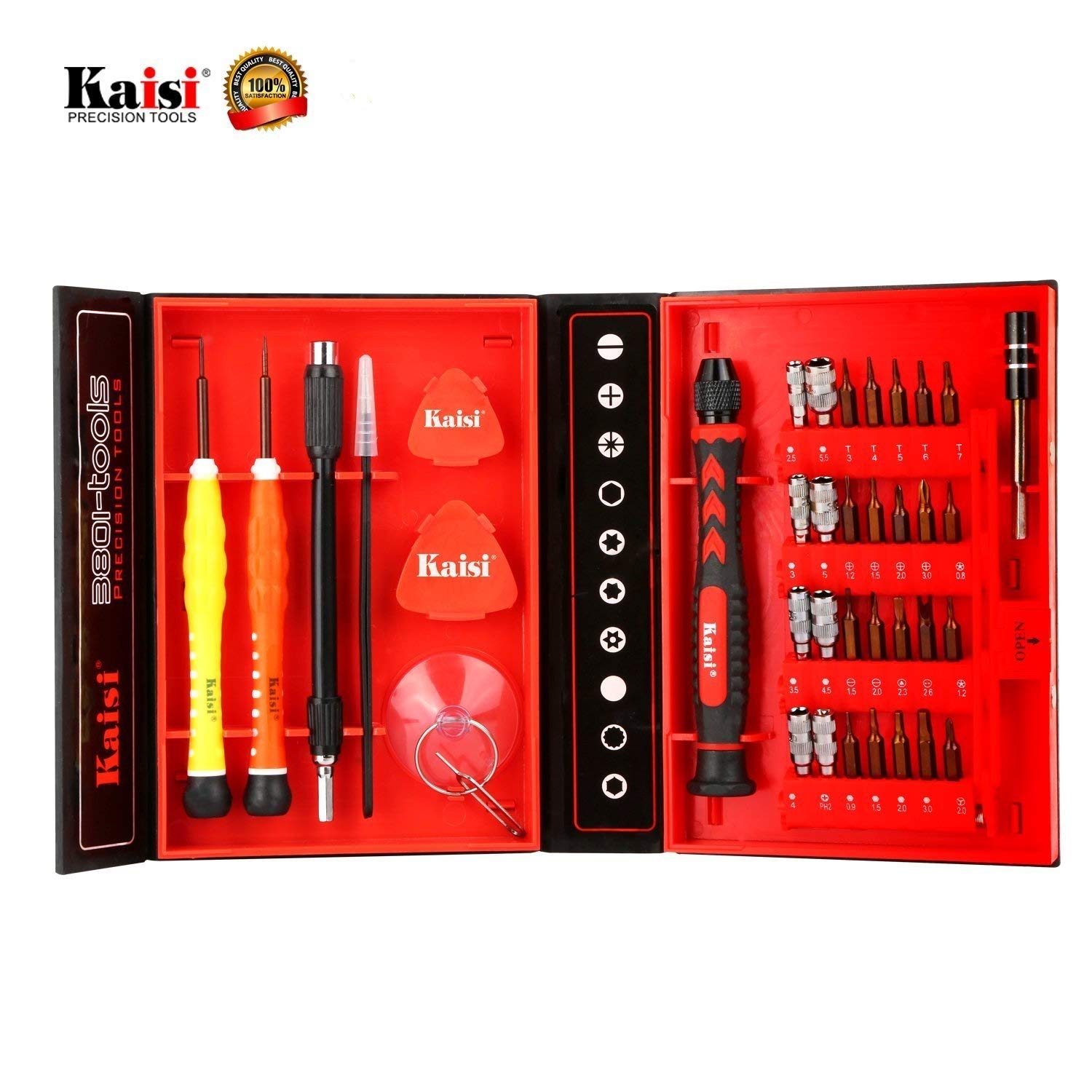 Kaisi 3801-S2 Precision Alloy Tool Steel Magnetic Screwdriver set, Repair Kit for iPhone, Samsung Galaxy, Cell Phone, Tablets, Computers, Electronic Devices Etc Tool Set 38-Piece