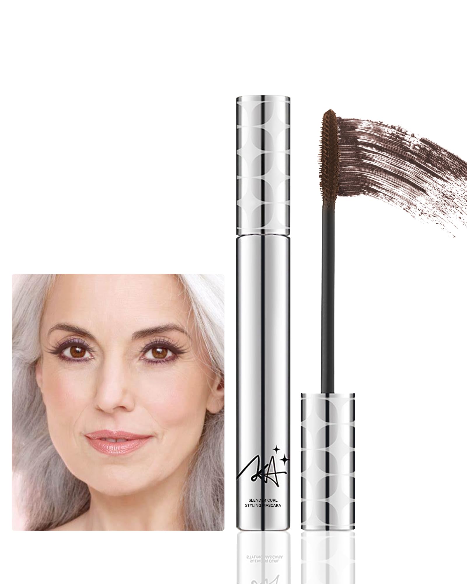 Mascara for Older Women 60 Plus, Brown Telescopic Mascara Volume and Length for Mature Women with Thinning Lashes, Waterproof Long Lasting Smudge-proof, Hypoallergenic Eye Makeup for Sensitive Eyes
