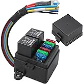 Weasch 12V 6-Way Pre-Wired Relay Box, with Dual 80A Relays | Dual Overcurrent Protection, Universal Relay Panel for Car Truck RV Marine Boat Cooling Fan LED Light Bar Cabin