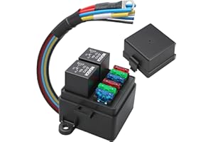 Weasch 12V Pre-Wired Fuse Relay Box, 2 Relays and 6 ATC/ATO Blade Fuses, 4-Pin 80A Relay Block and Kit, for Cars Truck Jeep