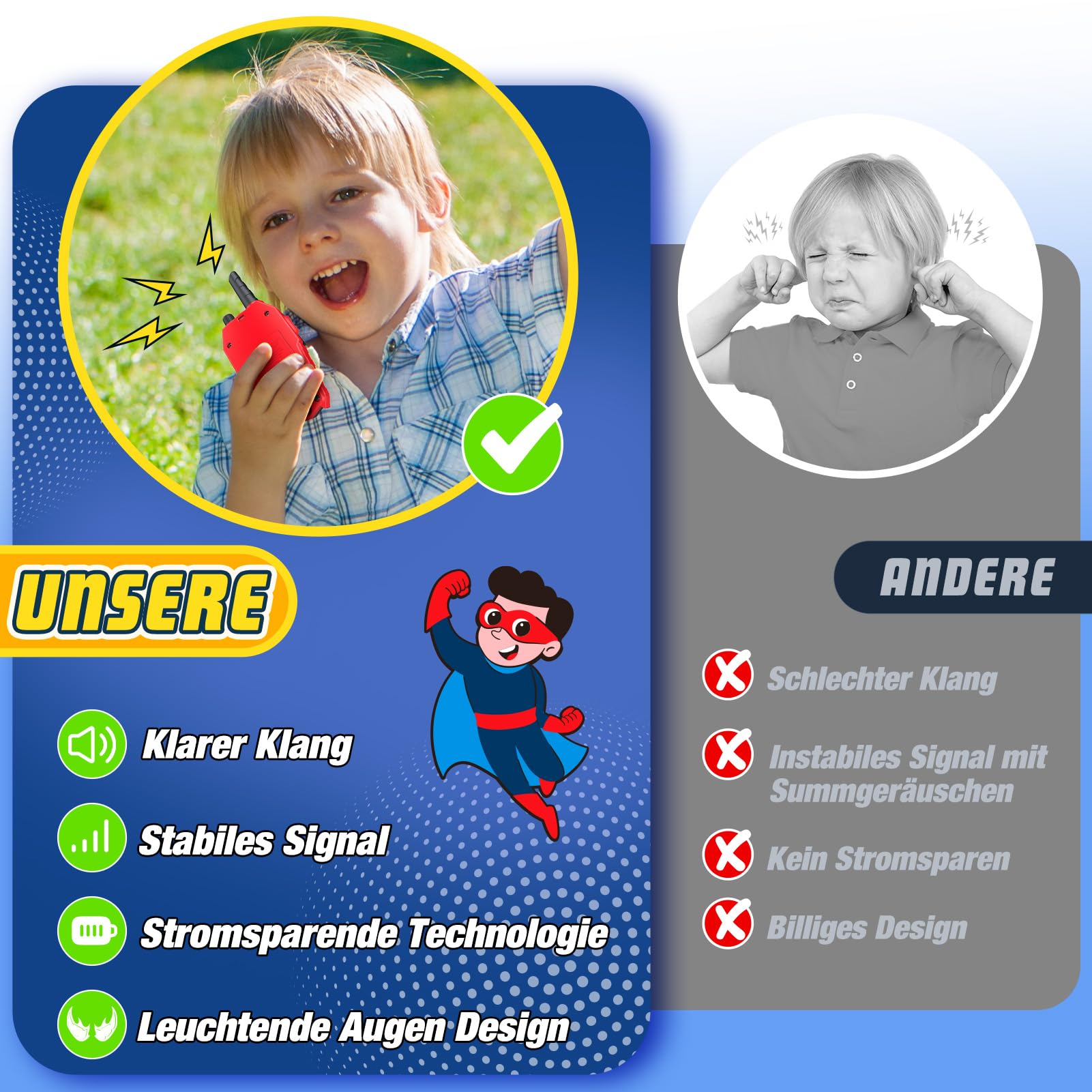 Toyokid Kinderspielzeug ab 3 4 5 6 7 8 9 10 Jahre Junge Mädchen, Walkie Talkie Kinder Geschenke für Kinder 3-10 Jahre Walki Talki Kinder Garten Spielzeug Draußen Geburtstagsgeschenk für Kinder 2