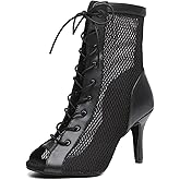 Minishion Sexy Dance Heels for Women Mesh Party Eveing Ankle Sandals Boots