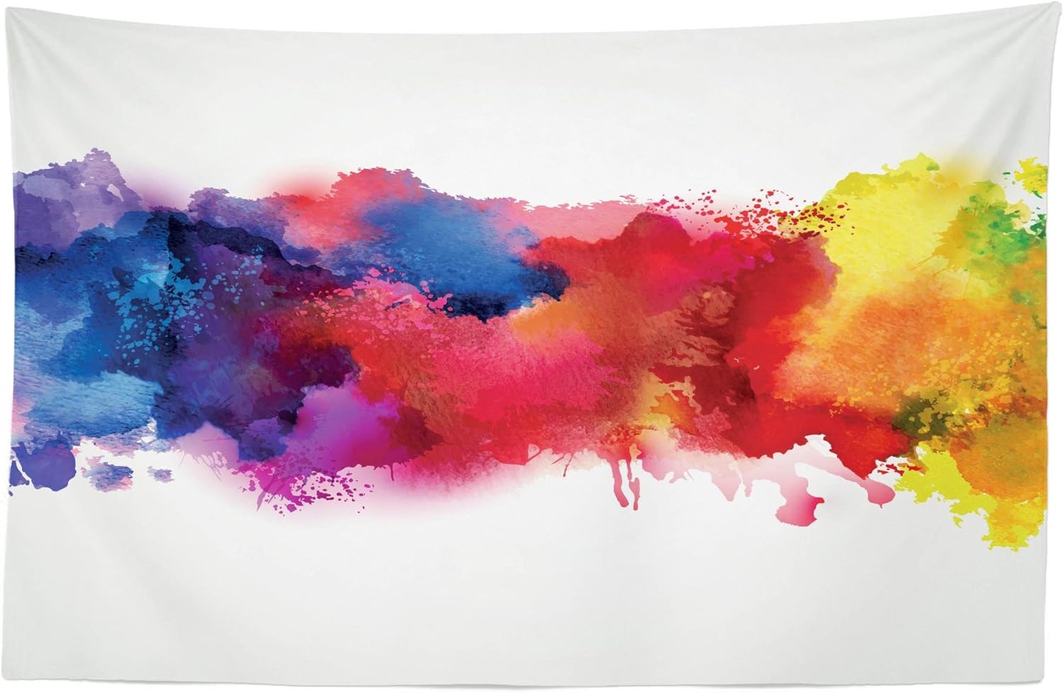 Lunarable Abstract Tapestry, Vibrant Stains of Watercolor Paint Splatters Brushstrokes Dripping Liquid Art, Fabric Wall Hanging Decor for Bedroom Living Room Dorm, 45" X 30", Yellow Blue