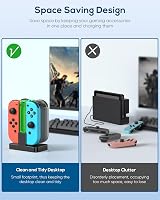 FYOUNG Switch Charger for Joy Con with LED Light Bar, 4 Remotes view 2
