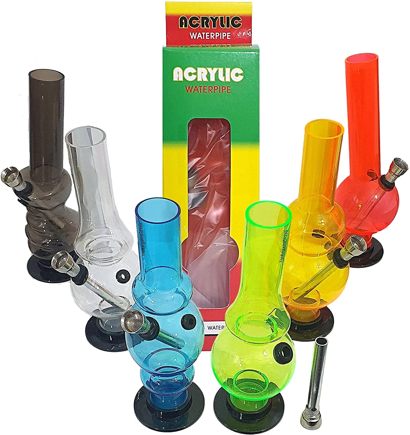 Copper Top 1x Acrylic Mini Bong Water Pipe with Black Base 8 Inch Plastic Style (8 Inch 21cm)