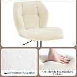 Yaheetech 2 Pcs PU Leather Bar Stools with Backrest Swivel Height Beige view 7