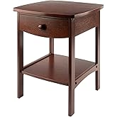 Winsome 22 x 18 x 18-Inch Wood Curved End Table/Night Stand with One Drawer, Brown (94918)