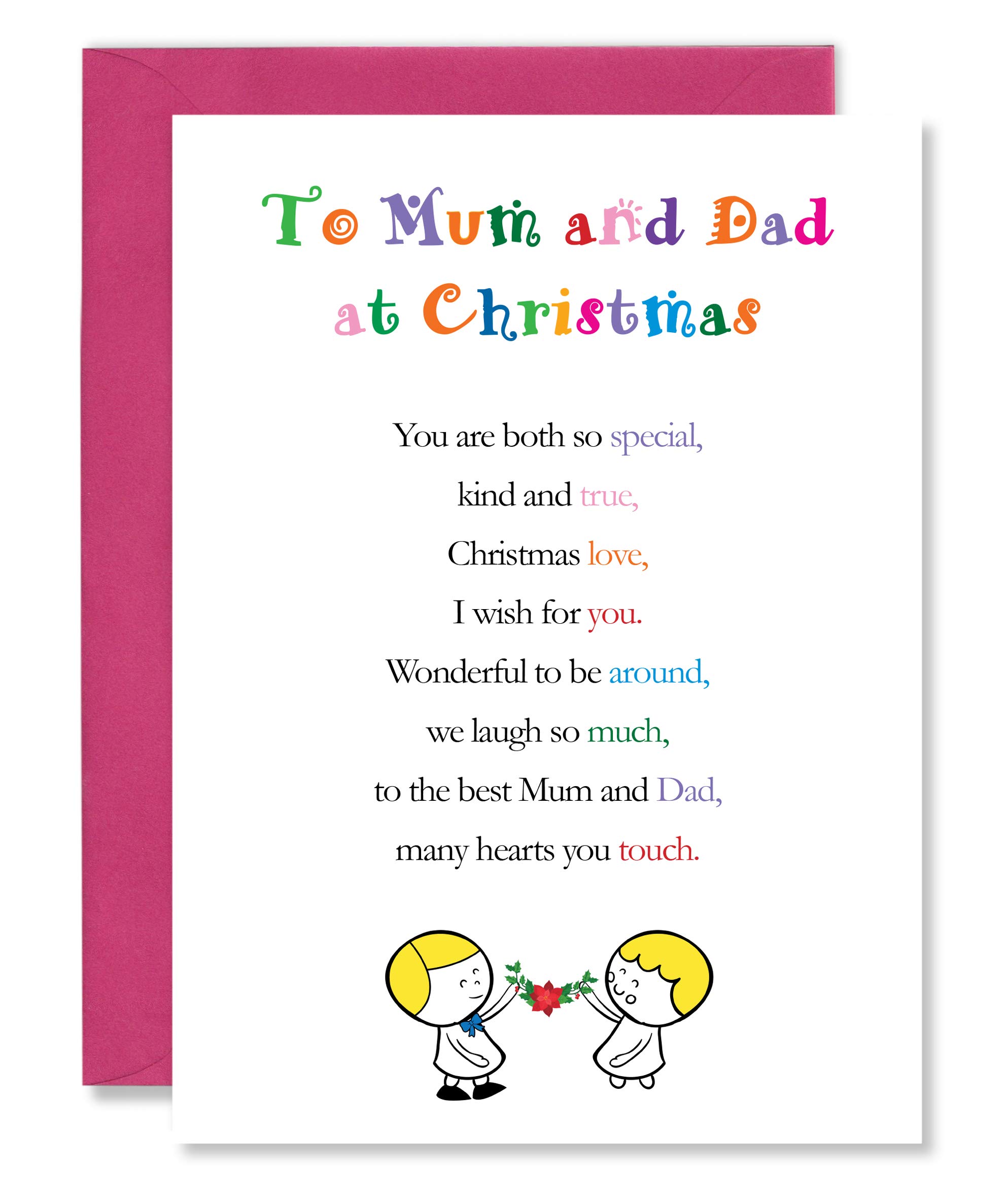 Clarabelle Cards - To Mum and Dad at Christmas Greetings Card with Lovely Poem Verse for Parents/Mother/Father/Both of You sold by Card Candy