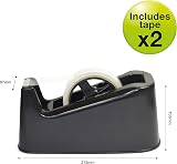 Rapesco 1540 500 Heavy Duty Tape Dispenser with 2 Rolls Black view 2
