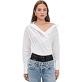 Good American Women's Off Shoulder Poplin Thong Bodysuit