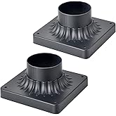 MrSconce Pier Mount Base 2 Pack,Cast Aluminum Outdoor Post Light Adapter for Deck Porch Patio in Matter Black Finish 5.6" W*5