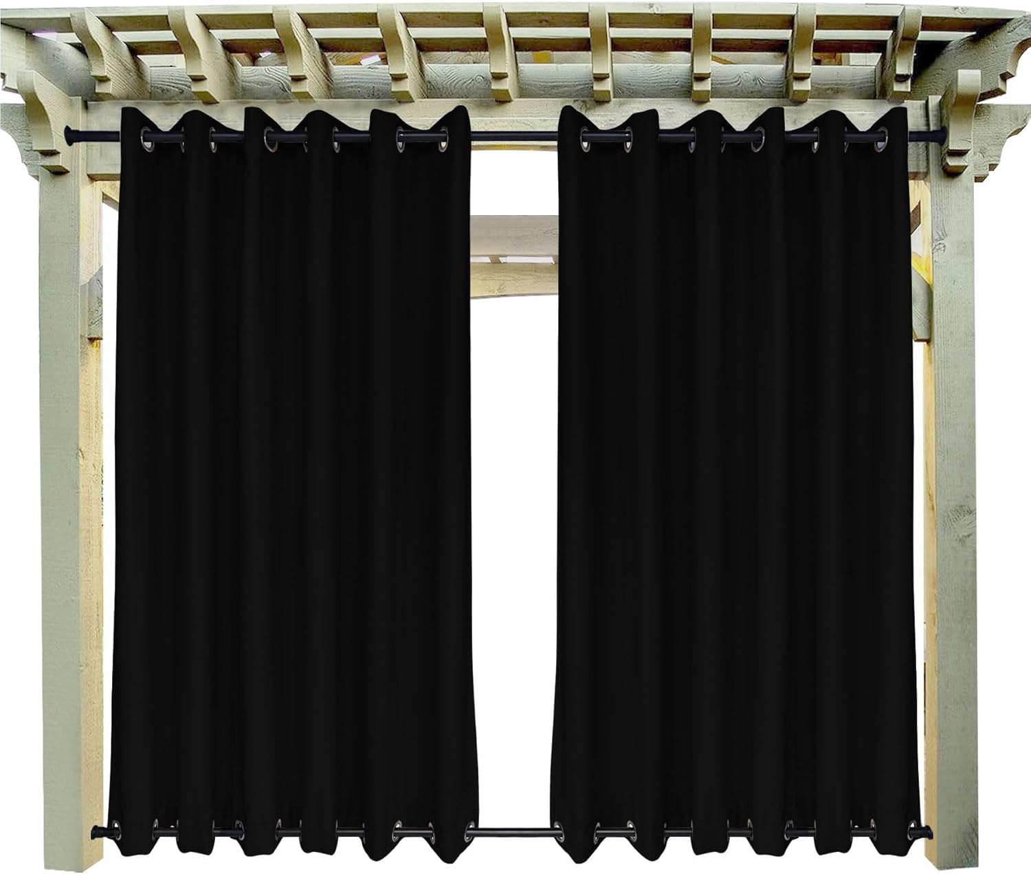 Outdoor Curtains - ZZYYQ Black Outdoor Curtains for Patio Waterproof Extra Wide 100 W x 102 L Inch, Rustproof Grommet Dust Proof Curtains Drapes Shades for House Outside Deck Open-air Dining Outdoor Patio, 1 Panel