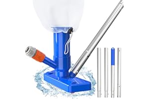 EPESL Pool Vacuum Cleaner Head with 4 Detachable Intensify Aluminum Pole, Brush and Leaf Bag, 4.7ft Swimming Pool Vacuum Cleaner for Cleaning Bottom, Wall of Pond/Fountain/Aquarium/Hot Tub - 2024 Version