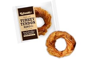 A FRESCHI SRL AFreschi Turkey Tendon for Dogs, Dog Treats for Signature Series, All Natural Human Grade Puppy Chew, Turkey Sourced from USA, Hypoallergenic, Rawhide Alternative, 1 Unit/Pack Ring (Large)