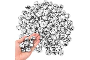 KISEER 100 Pcs Jingle Bells Bulk, 1 Inch Craft Bells for DIY Christmas Home Decoration (Silver)