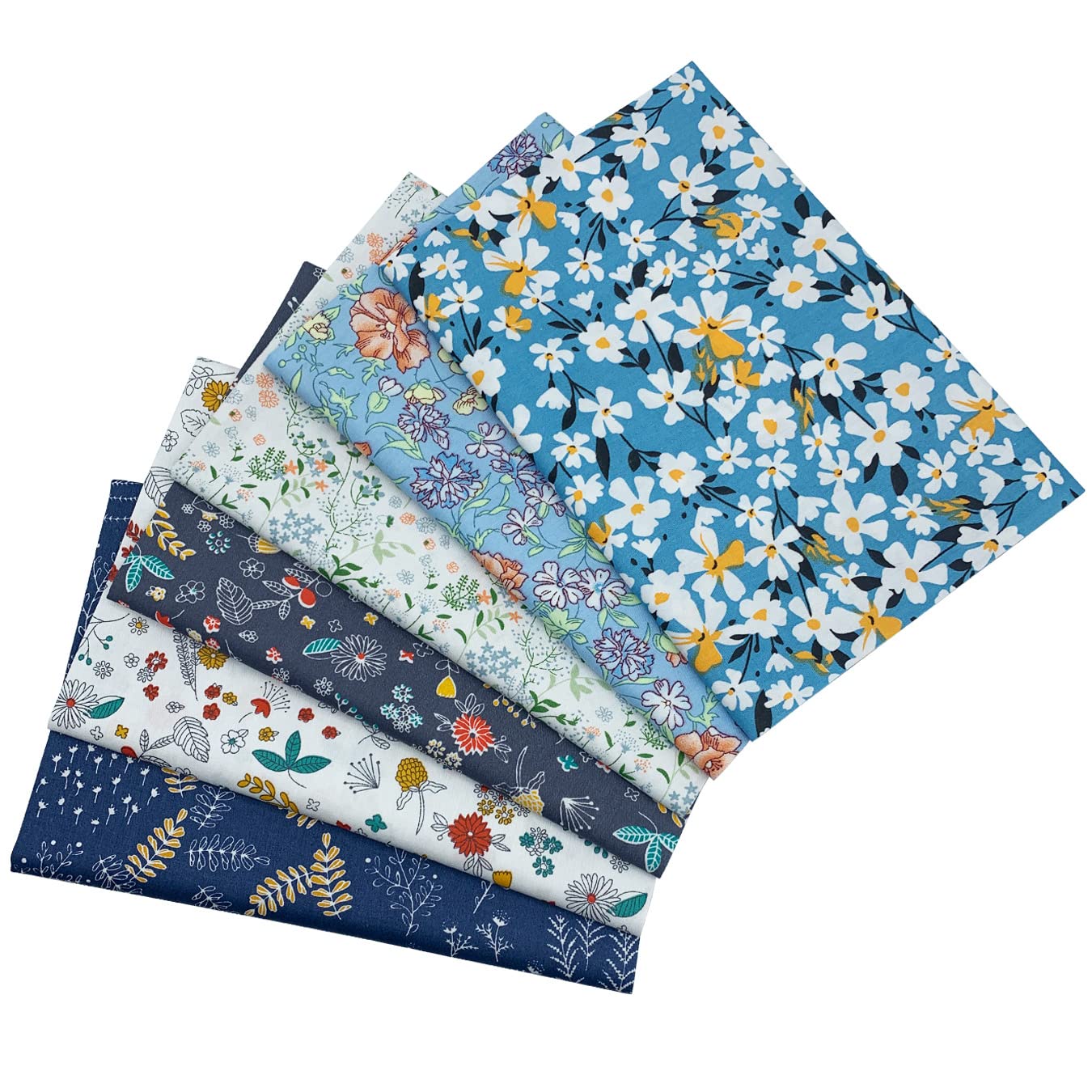 aufodara 6Pcs Cotton Fabric Bundle Squares 50x50cm, Pure Cotton Tissue, Stylish Patterns Home Cloth Bundles for Sewing Quilting Patchwork DIY Crafts (Multicolor-04)