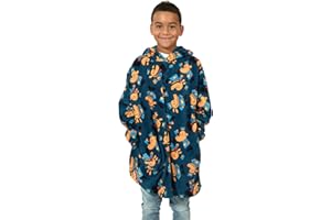 Bioworld Dog Man All-Over Character Print Long Sleeve Boy’s Blue Hooded Sweatshirt