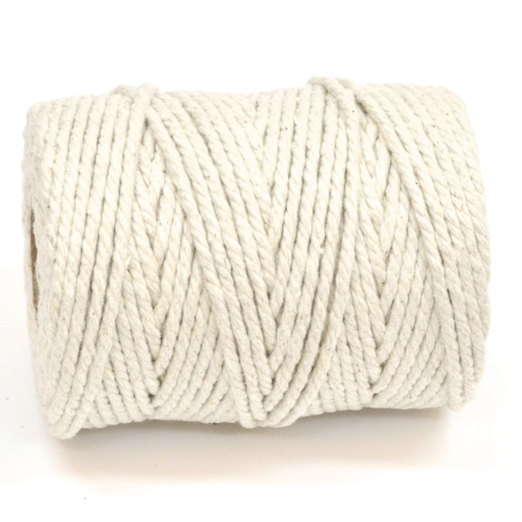 50M Spools - Everlasto 3 Strand Soft Cotton Coloured Macrame Craft Cord (3.5mm approx) (NATURAL)