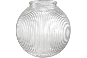 Aspen Creative 28006-75-1, 6-3/8" Reeded Clear Glass Globe for Lighting Fixture and Ceiling Fan, Fitter: 3-1/8"