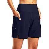 G Gradual Women's 7" Long Swim Board Shorts High Waisted Quick Dry Beach Swimming Shorts for Women with Liner Pockets
