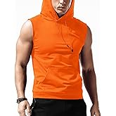 Babioboa Men's Workout Hooded Tank Tops Sleeveless Gym Hoodies Bodybuilding Muscle Cut Off T-Shirts