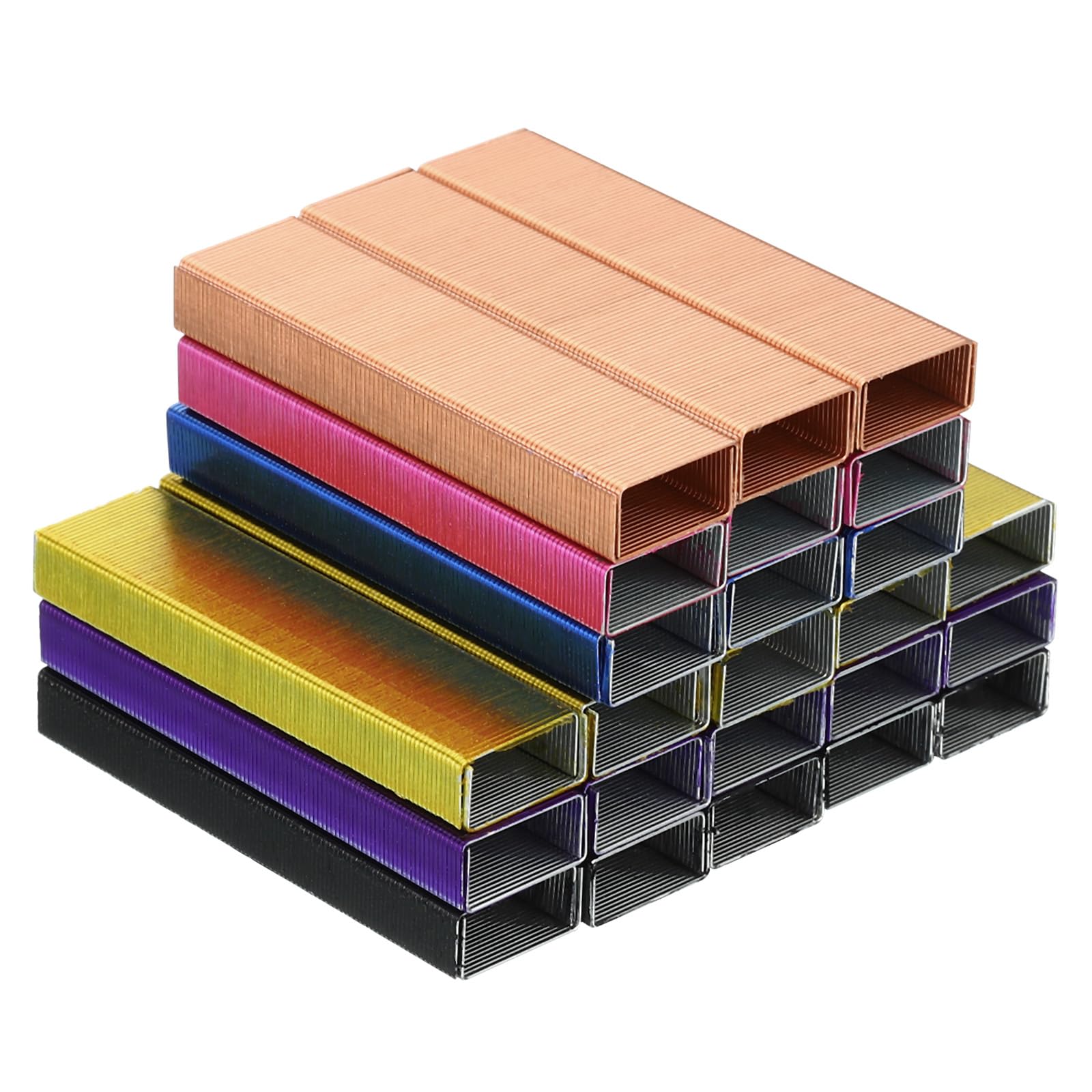 PATIKIL Staples for Stapler, 6 Pack(1000Pcs Staples Per Pack) 26/6 Standard 1/4 Inch Length Staples Jam Free for Home Office Supplies, Black/Rose Gold/Yellow/Rose Red/Purple/Blue
