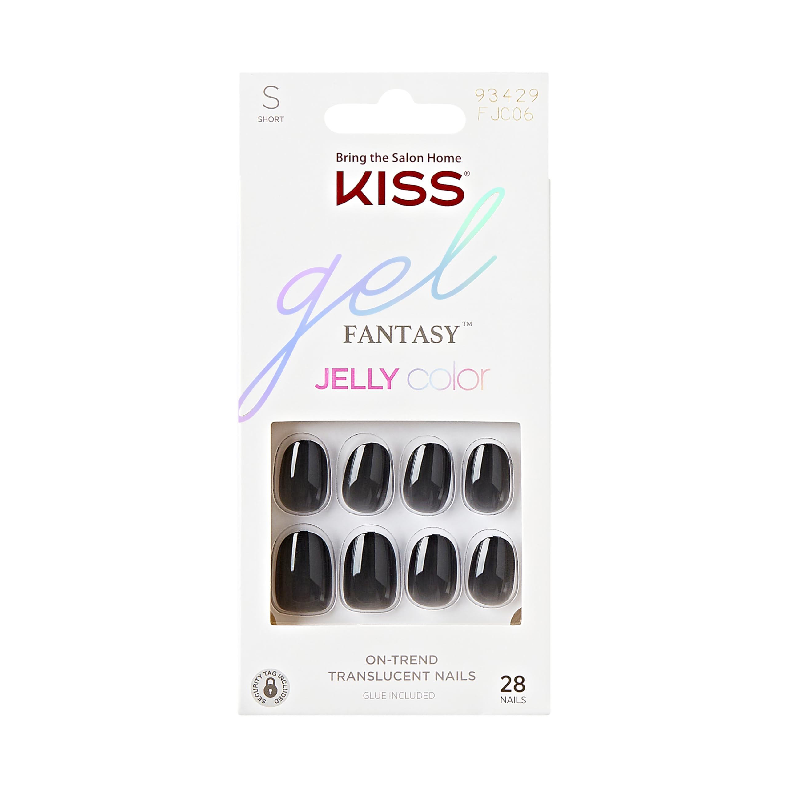 Photo 1 of ***SEE CLERK COMMENTS*** KISS Gel Fantasy, Press-On Nails, Nail glue included, 'Jelly Queen', Black, Short Size, Oval Shape, Includes 28 Nails, 2g glue, 1 Manicure Stick, 1 Mini File