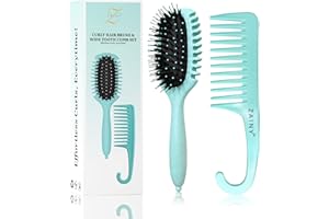 Curl Defining Brush 2PC Set, Wide Tooth Comb for Curls, Curly Hair Brush for Women