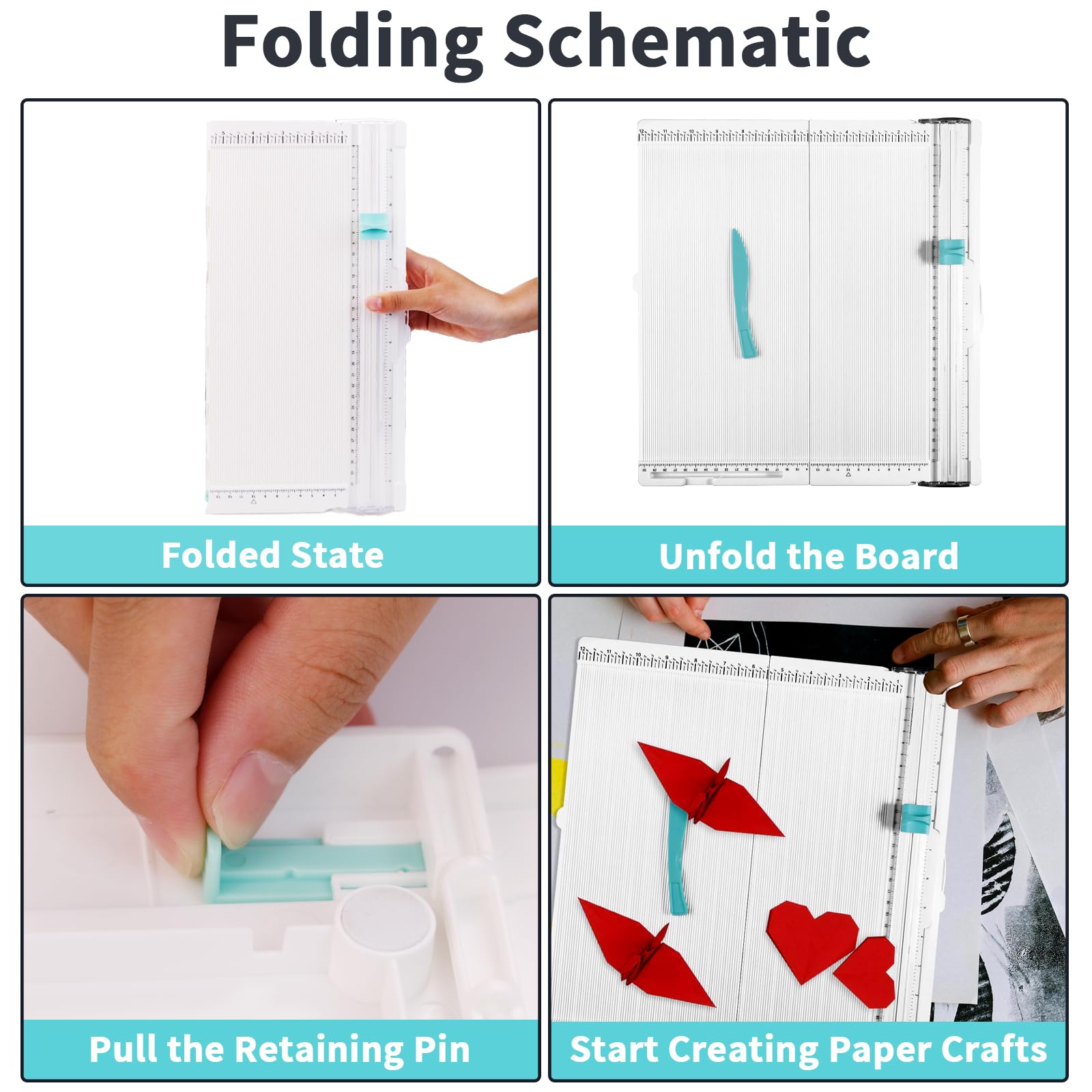 Scoring Board Paper Trimmer, Includes 12x12 Inch Folding Scoring Board, Scoring Tool with Paper Folding, for Make Scrapbook, Cards, Envelope, Coupons and Photo