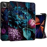 MEEgoodo for iPad Pro M2 12.9 Case 6th/5th/4th/3rd Generation 2022 2021 2020 2018 with Pencil Holder, Tablet Cover with TPU Back Shell, Beautiful Fantasy Flower