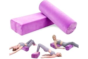 JZHLLA 2 PCS Yoga Bolster Pillow Set Washable Velvet Cover Meditation Bolster with High Density Foam and Carry Handle Rectangular and Cylinder Bolsters for Restorative Yoga