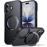 Zuoderri for iPhone 17 Case with Stand Black, Fits MagSafe Ring, Military-Grade Drop Protection, Build in Kickstand,Slim Matte Finish Shockproof Phone Cover 6.3"