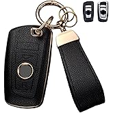 Axtrulix Key Fob Cover for BMW, Leather&TPU Key Cover Case Shell for BMW 2 5 6 7 Series X1 X2 X3 X5 X6 X7 M5 M6