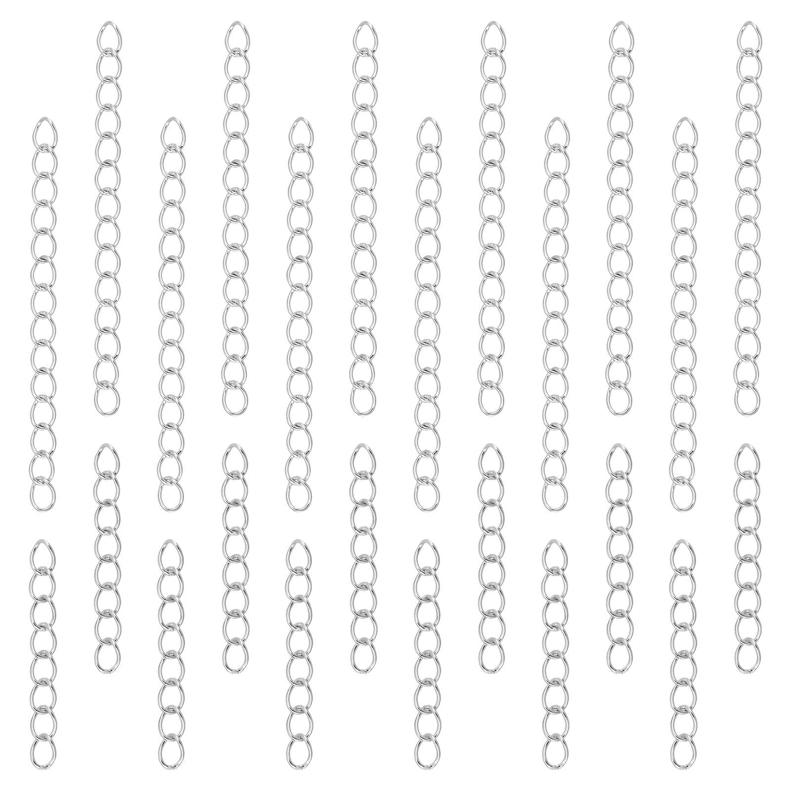 UNICRAFTALE 100Pcs 2 Size Chain Extender 304 Stainless Steel Twist Chain 25-53mm Long Tail Chain Removable Extension Chain For Chain Earring Necklace Bracelet Key Chain Making