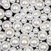 1200pcs Flatback Half Round Pearls Flat Back Pearls 4/6/8/10/12/14MM for Crafting Jewelry Crafts Wedding Dress Nail Art Making (White)